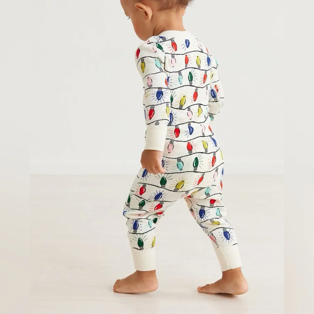 Hanna Andersson holiday lights 6/12m zipper romper
